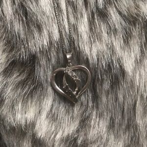 Sterling Silver Heart Necklace w/ Diamonds